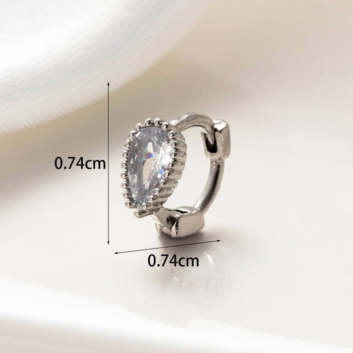 1 Piece Simple Series Simple Droplet Copper Silver Color Material Zircon Women's Hoop Earrings 